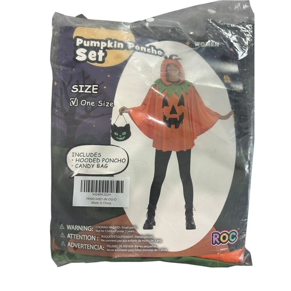 Women’s Pumpkin Poncho Set Size onesize